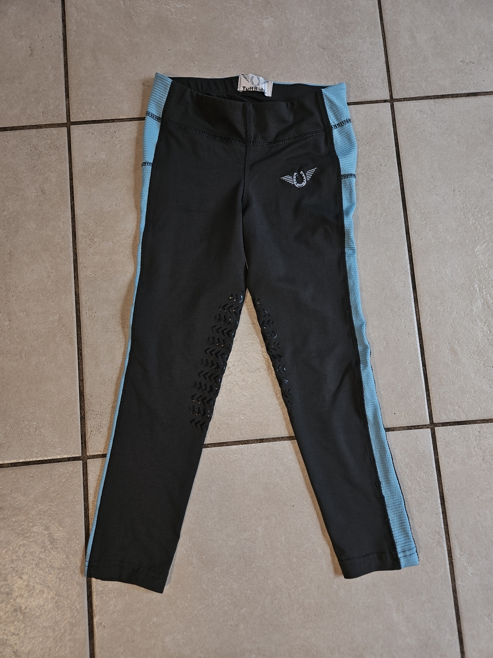 Black and Blue Kids Performance Grip Leggings